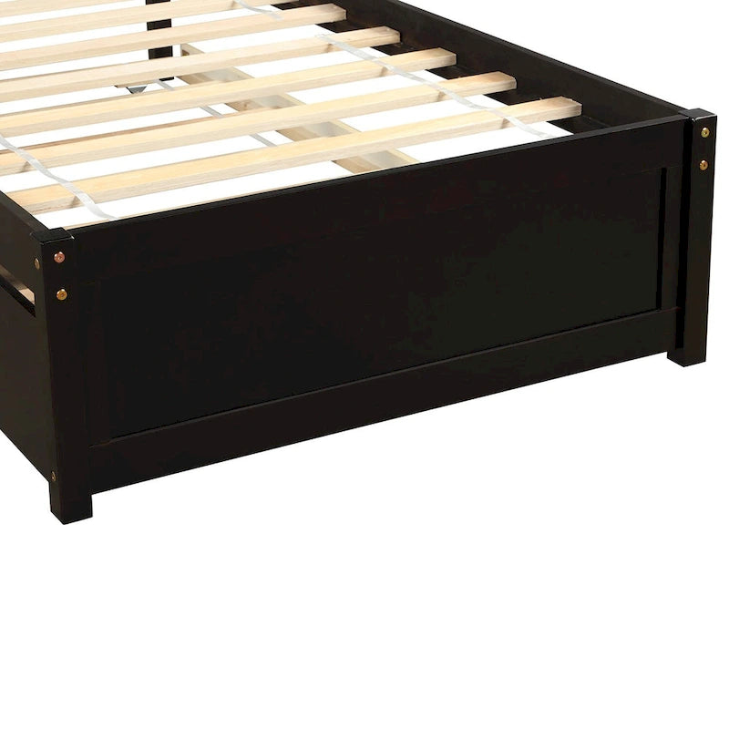 Twin size Platform Wood Bed Frame with Trundle