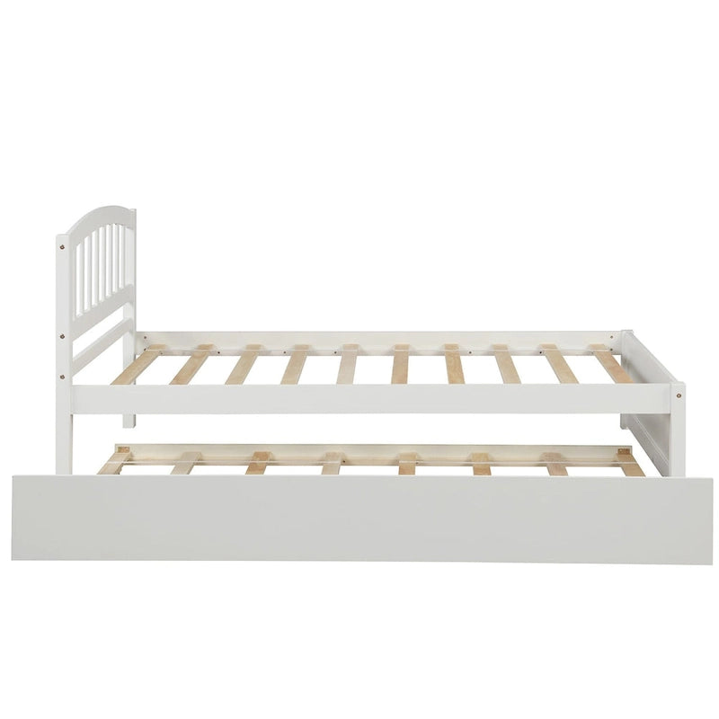 Twin size Platform Wood Bed Frame with Trundle
