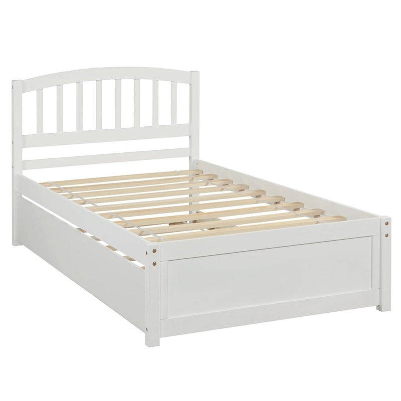 Twin size Platform Wood Bed Frame with Trundle