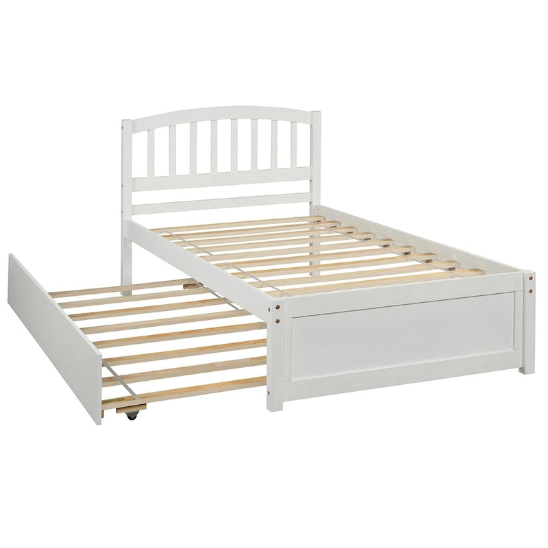 Twin size Platform Wood Bed Frame with Trundle
