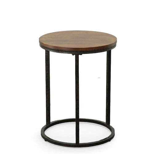 18 Round Top Accent Table - Chestnut/Industrial