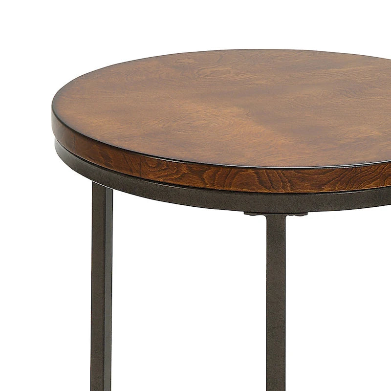 18 Round Top Accent Table - Chestnut/Industrial