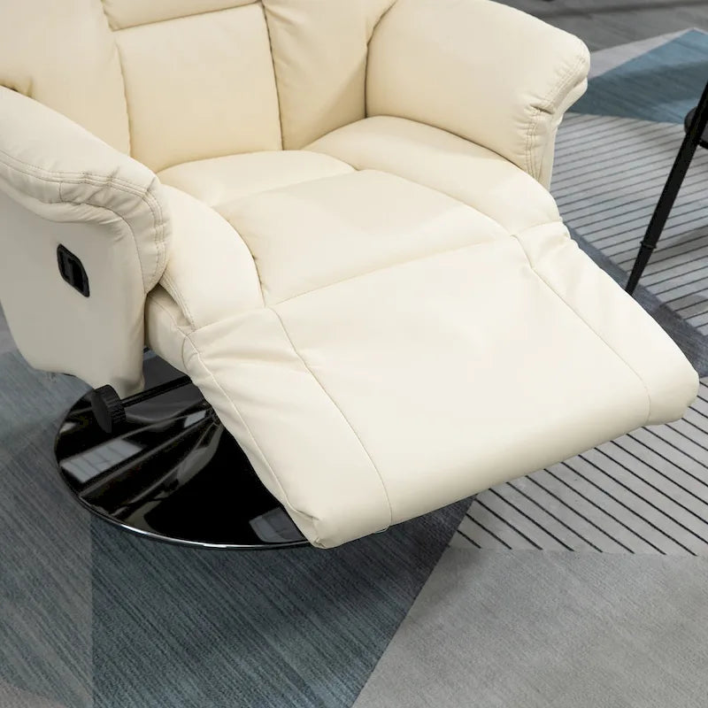 Recliner Chair for Adults, Adjustable Swivel Recliner with Footrest, Padded Arms, PU Leather Upholstery and Steel Base