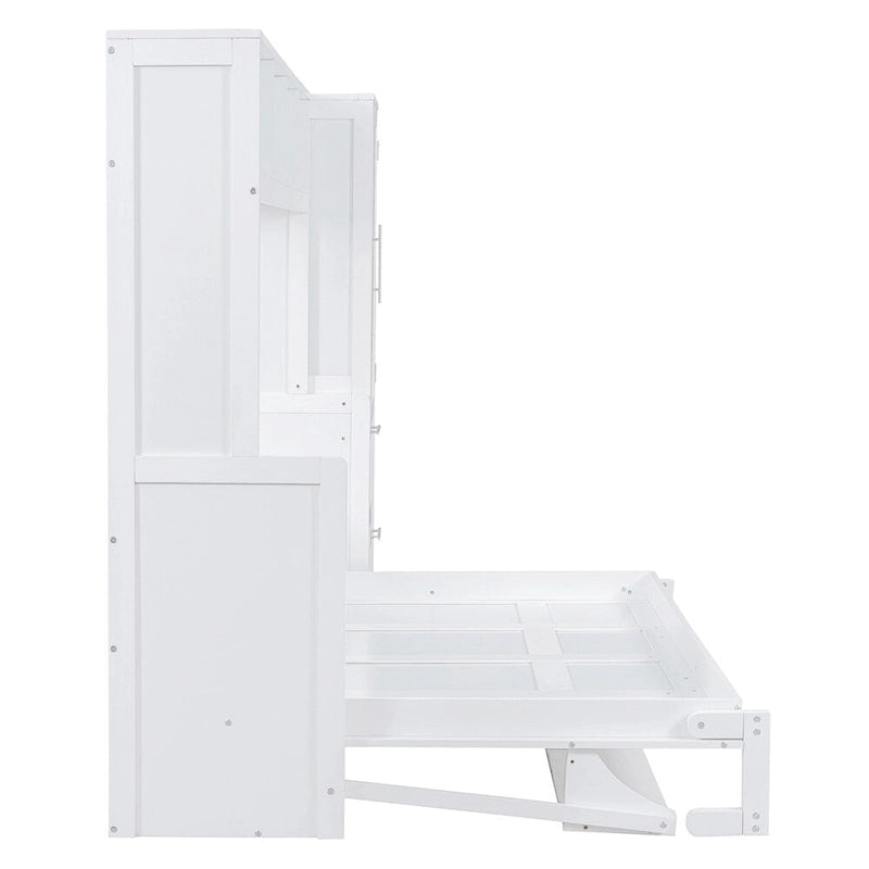 Queen Size Murphy Bed Wall Bed with Closet and Drawers