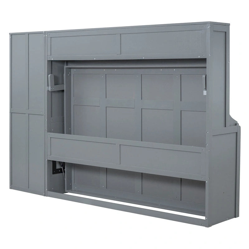 Queen Size Murphy Bed Wall Bed with Closet and Drawers