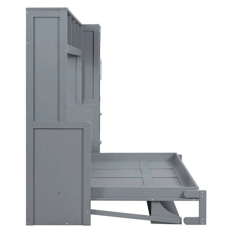 Queen Size Murphy Bed Wall Bed with Closet and Drawers