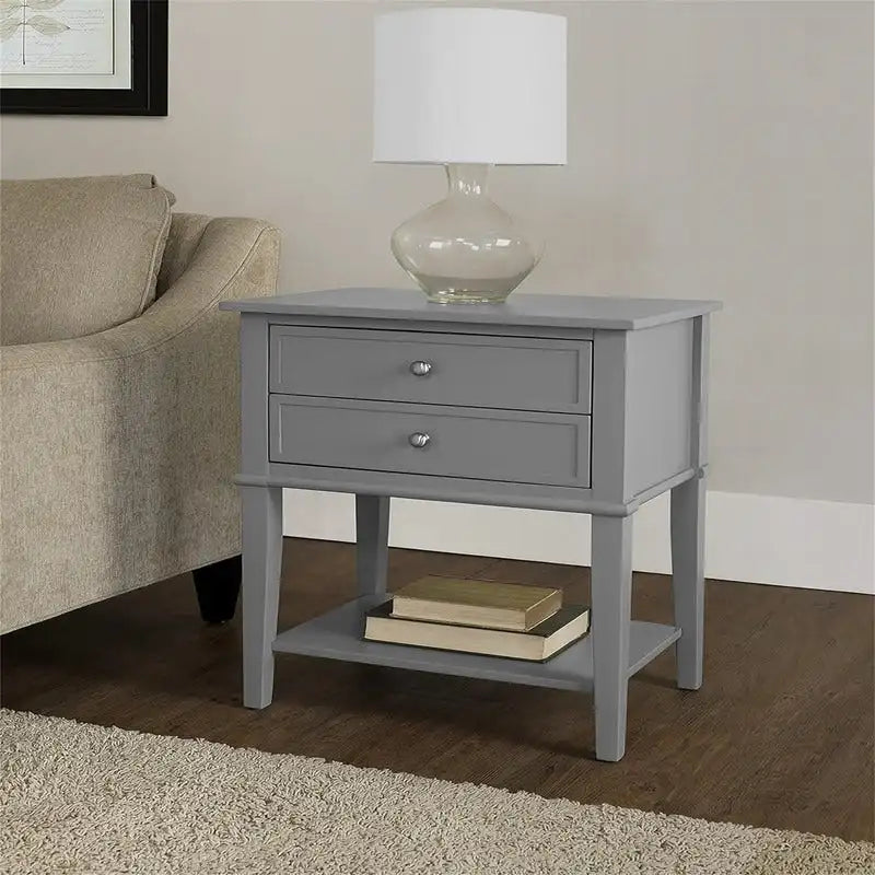 Accent Table 2 Drawers Black