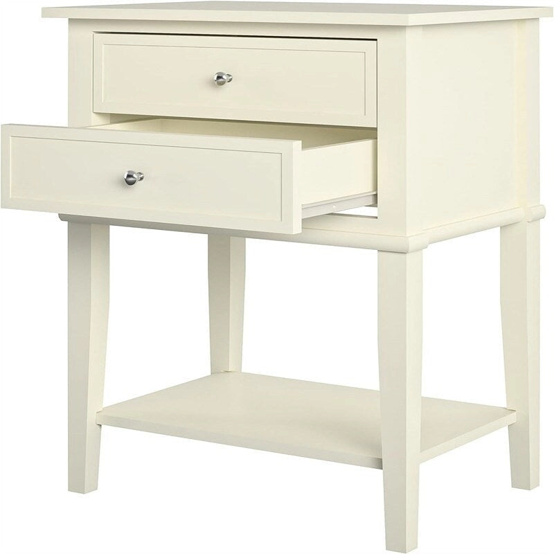 Accent Table 2 Drawers Black
