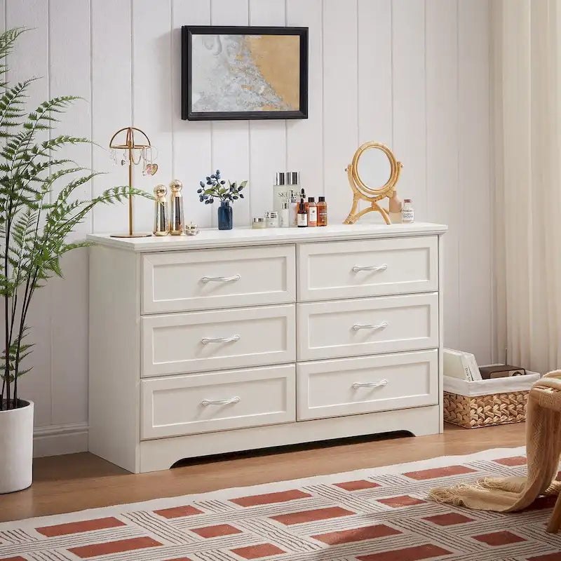 47.8 Modern Bedroom Chest with 6 Drawers Dresser - N/A