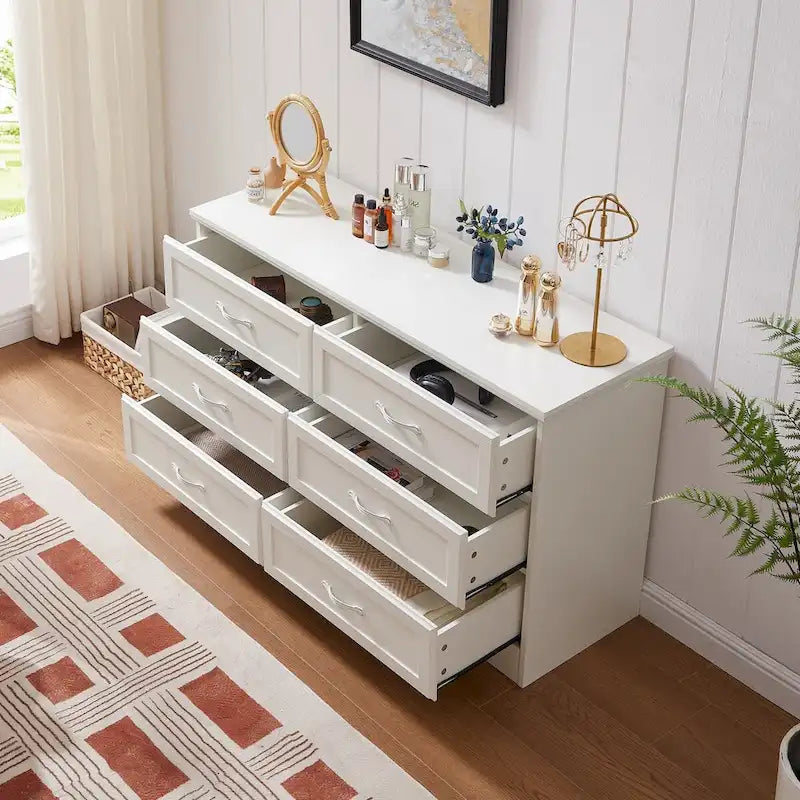 47.8 Modern Bedroom Chest with 6 Drawers Dresser - N/A