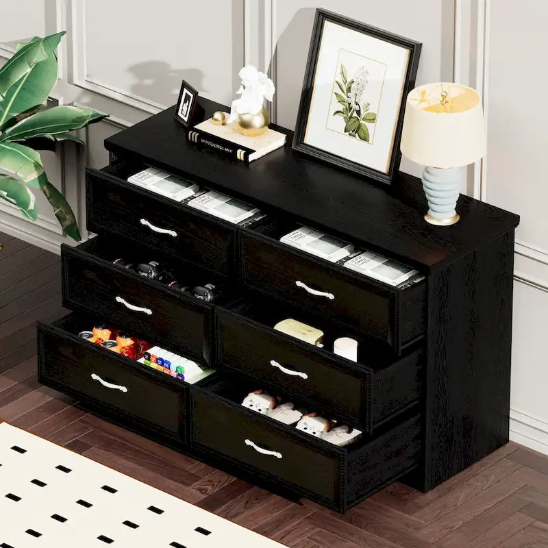 47.8 Modern Bedroom Chest with 6 Drawers Dresser - N/A