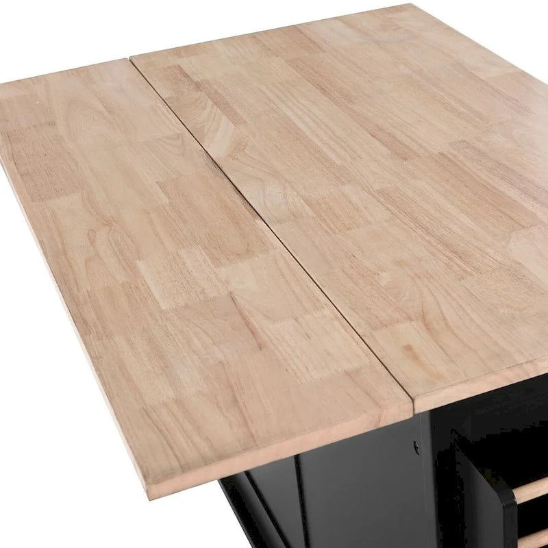 Kitchen Island Cart with Wheels Drop-Leaf Countertop