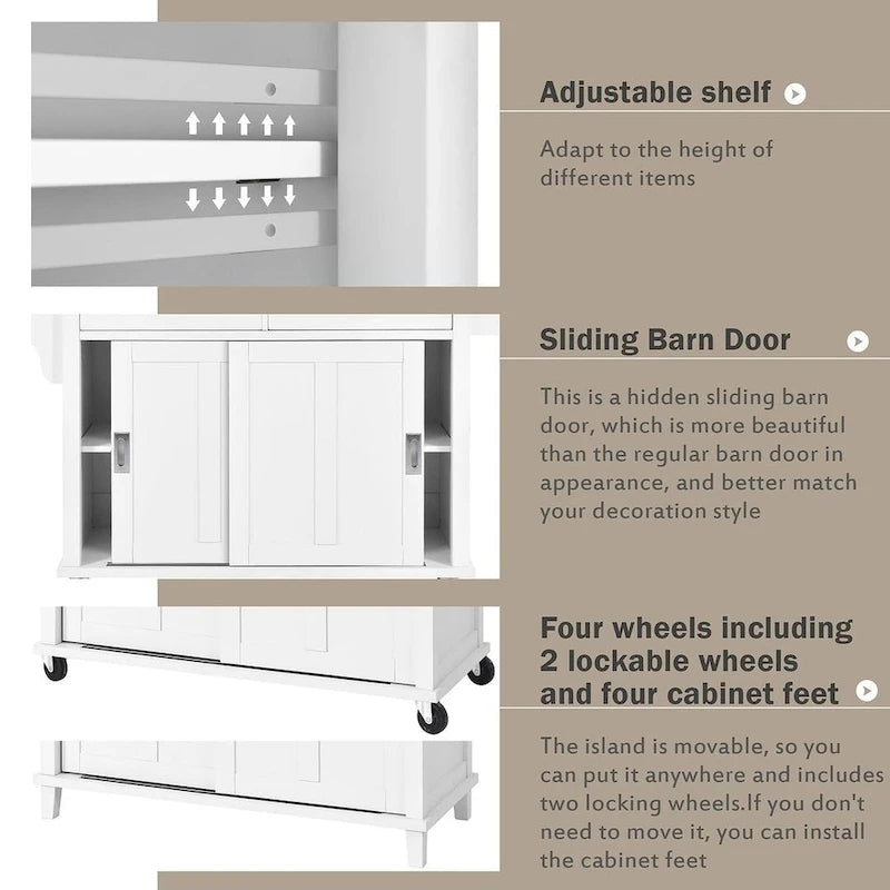 Kitchen Island Cart with Wheels Drop-Leaf Countertop
