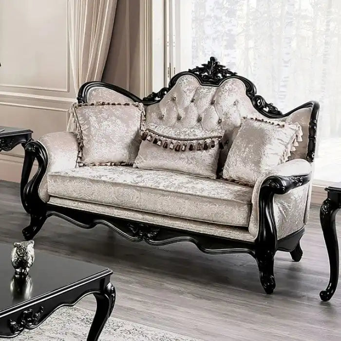 Traditional 2-Seater Loveseat with Button Tufted Back and Accent Pillow