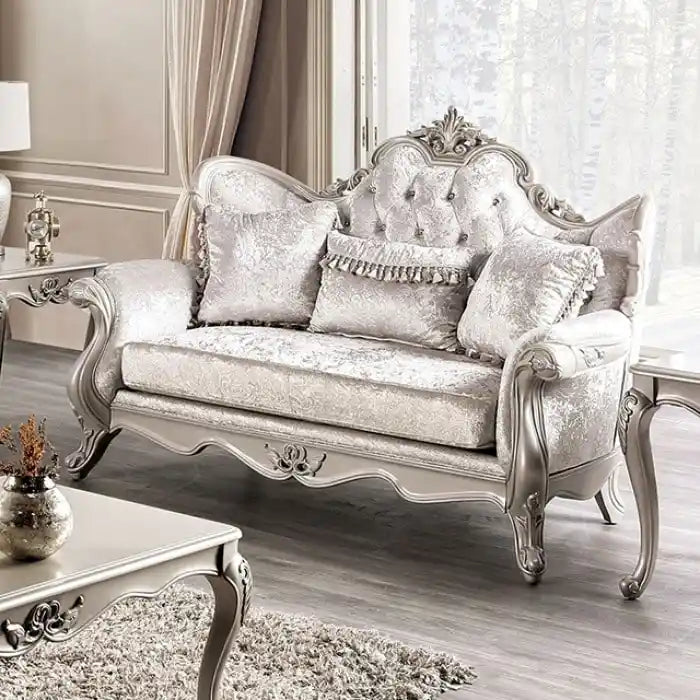 Traditional 2-Seater Loveseat with Button Tufted Back and Accent Pillow
