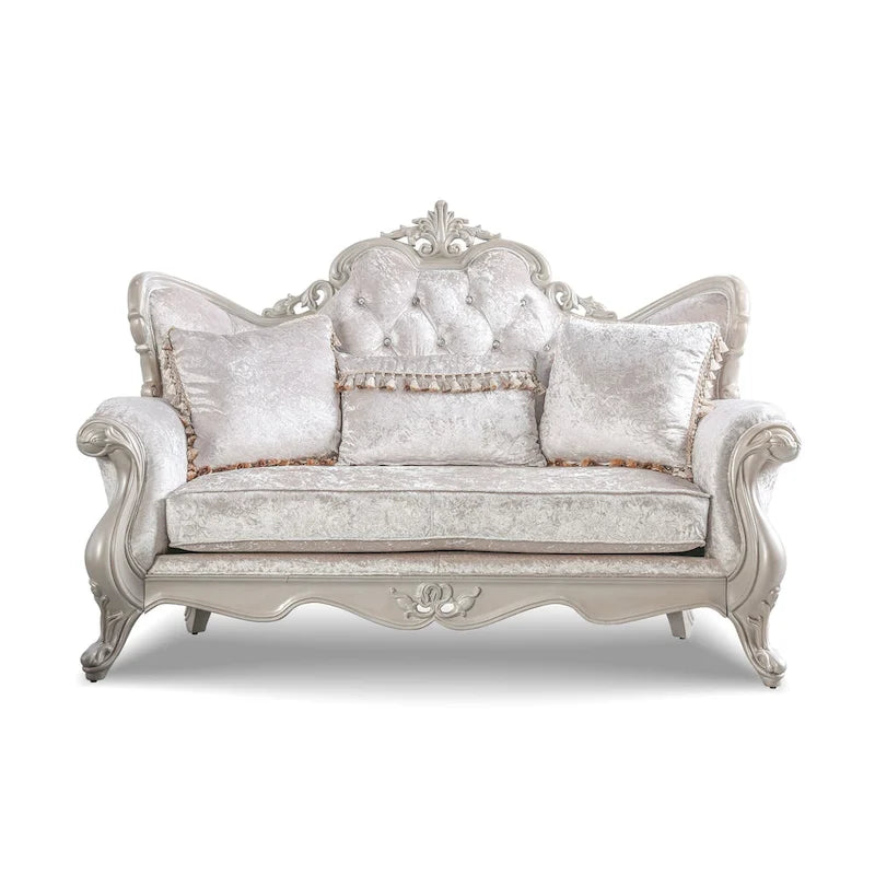 Traditional 2-Seater Loveseat with Button Tufted Back and Accent Pillow