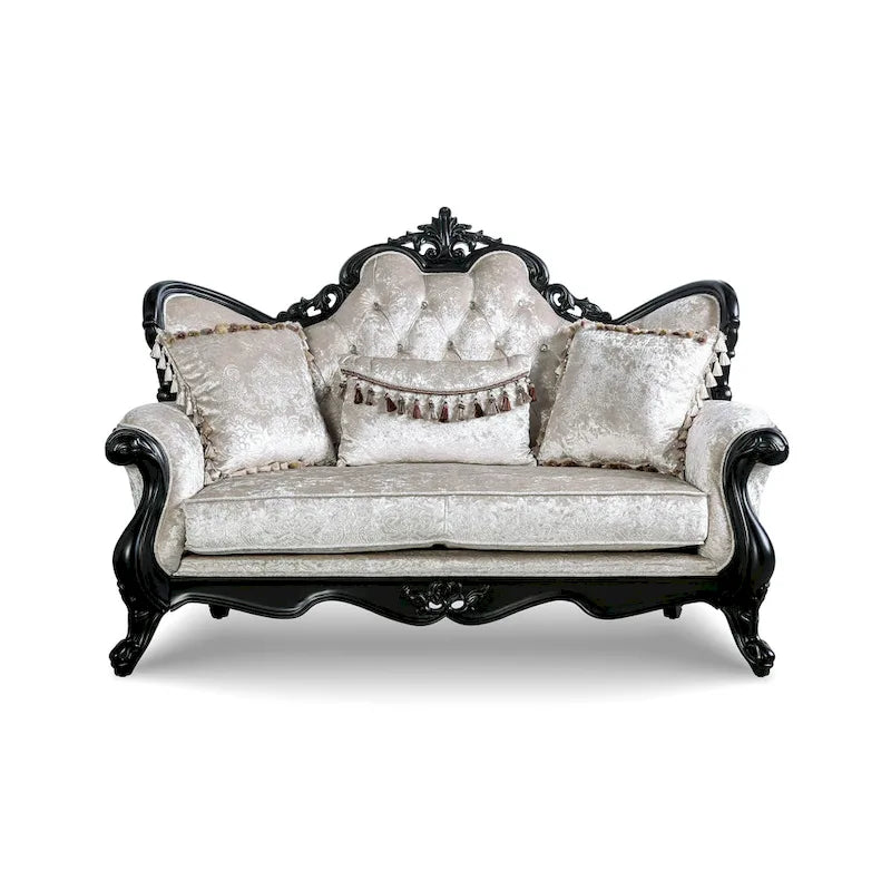 Traditional 2-Seater Loveseat with Button Tufted Back and Accent Pillow