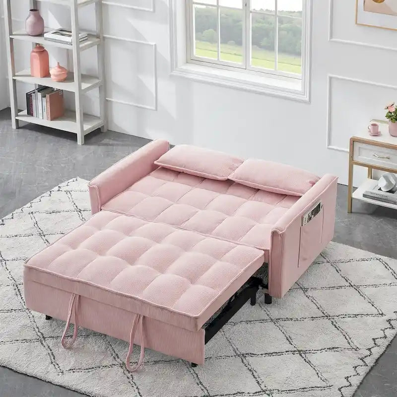 Modern Corduroy Sofa Bed with Adjustable Back