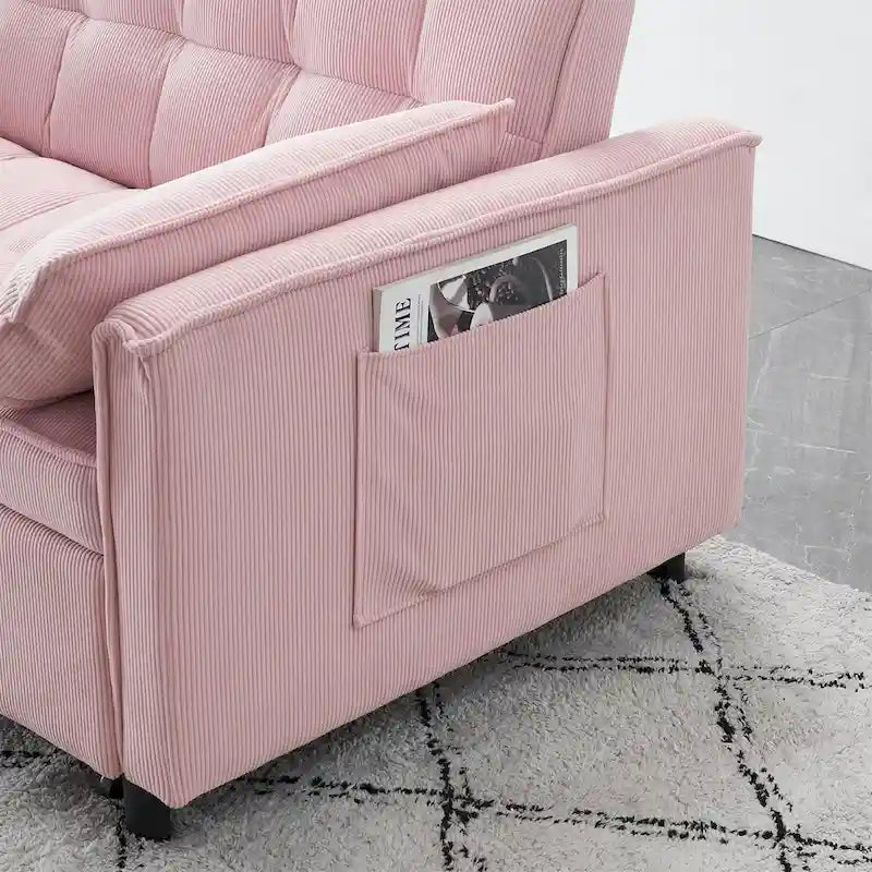 Modern Corduroy Sofa Bed with Adjustable Back