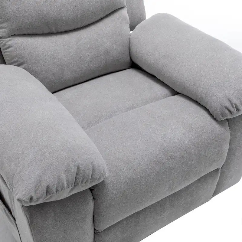 Light Gray Ergonomic Design Velvet Power Recliner Chair, Heat, Massage, Steel Frame