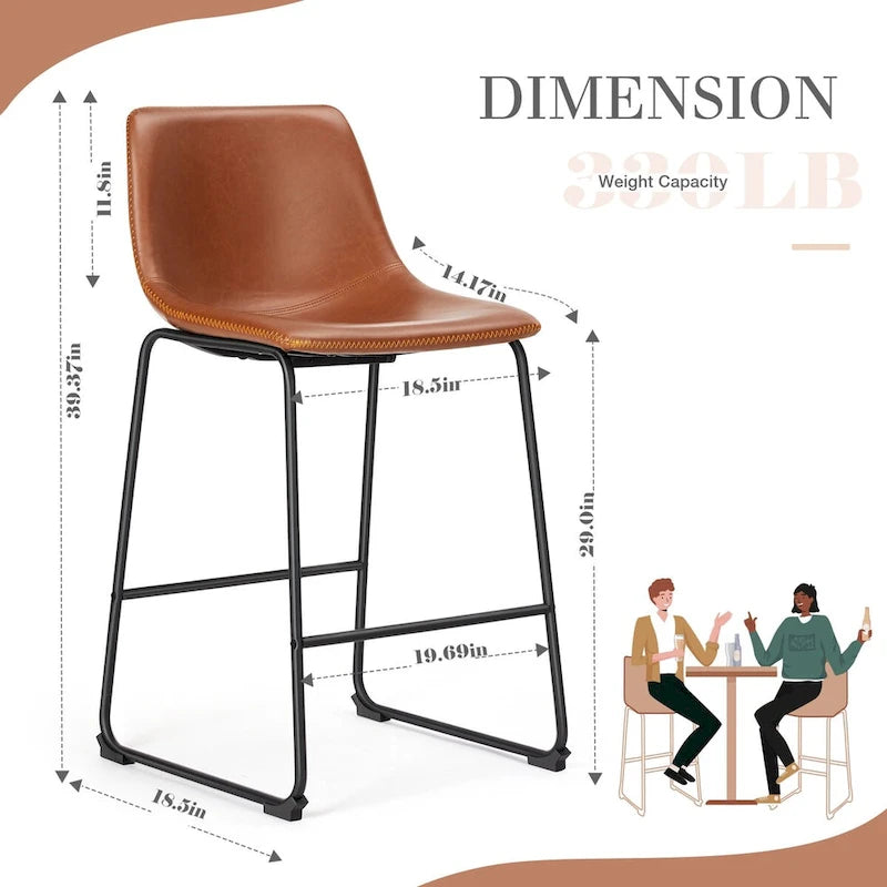 Leather 30 inch Leather Counter Height Bar Stools Bar Stools Set of 2