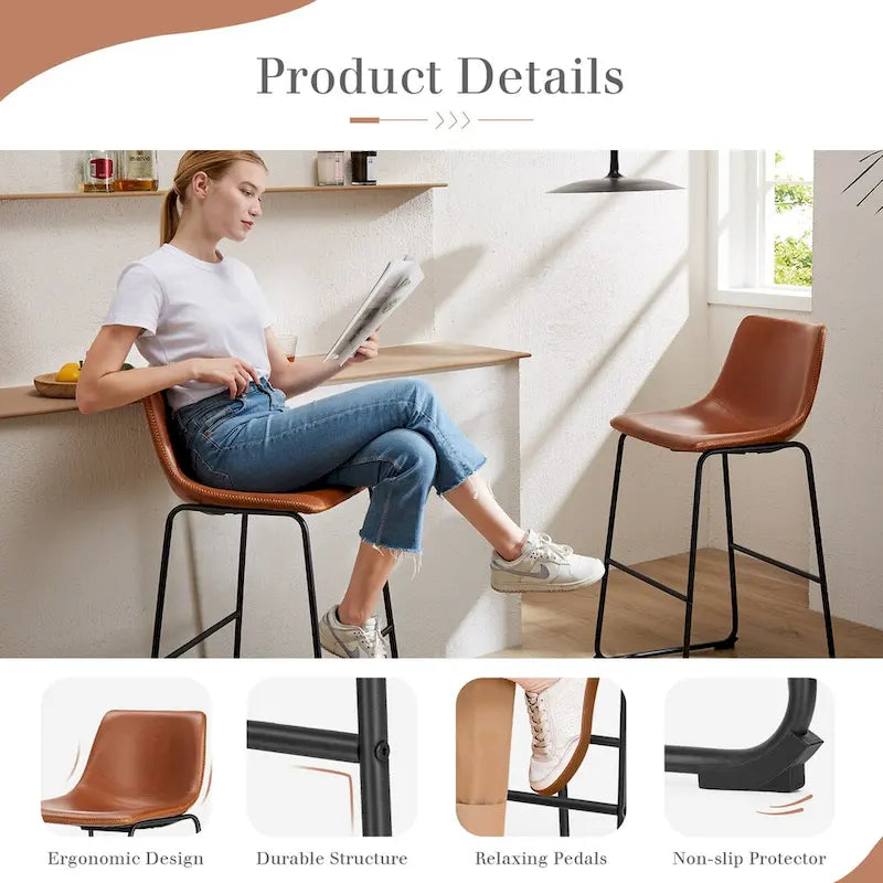 Leather 30 inch Leather Counter Height Bar Stools Bar Stools Set of 2