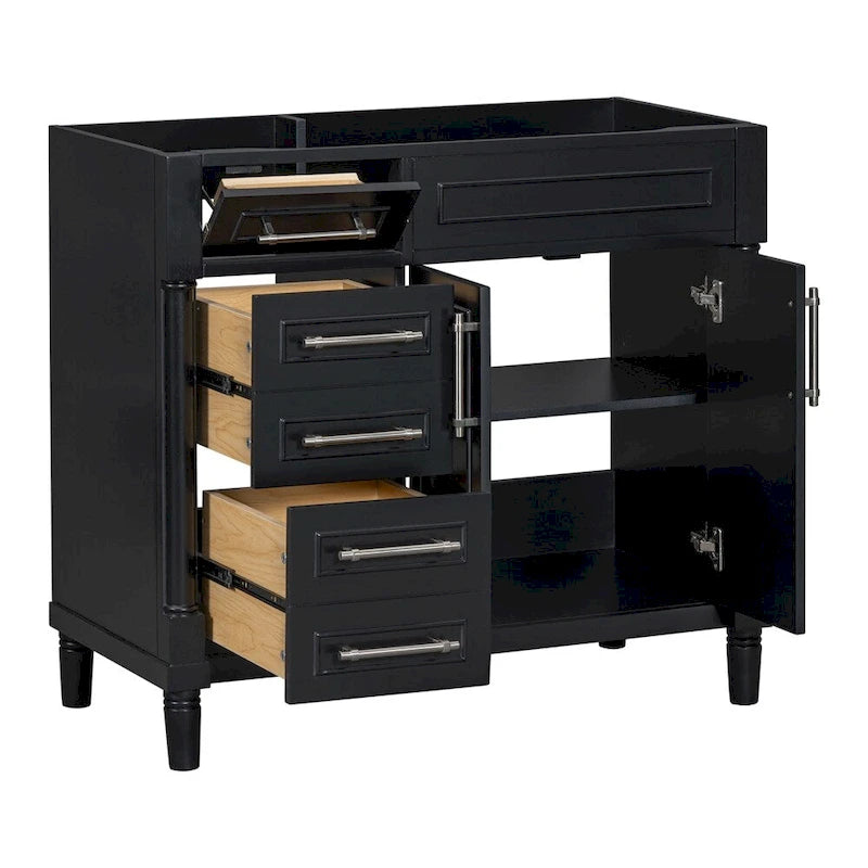 36 Wood Bathroom Vanity with Drawers and Adjustable Shelf (No Sink)