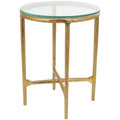 Aluminum Metal Textured Side End Accent Table with Glass Tabletop - Gold or Silver